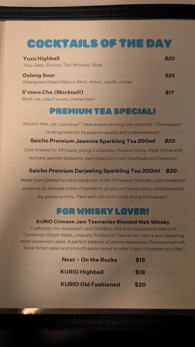Menu, S’more