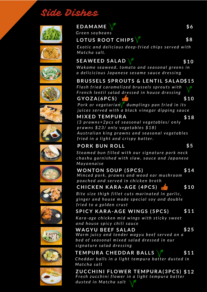 Menu, Kuroneko Ramen Noodle Bar