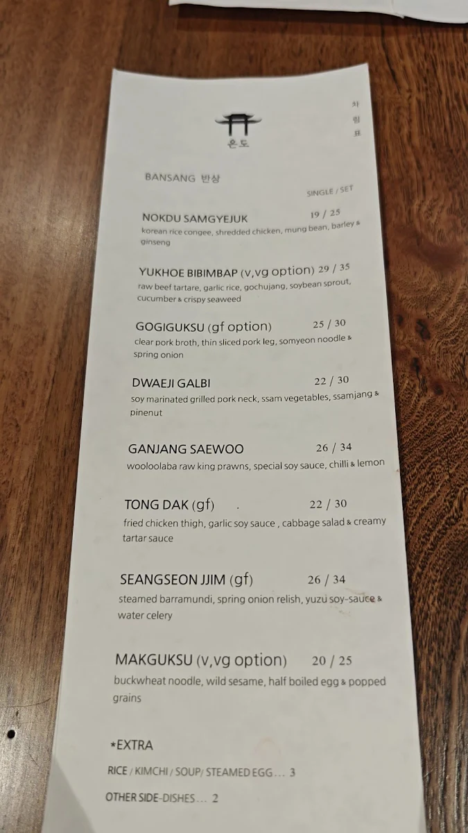Menu, Ondo 온도
