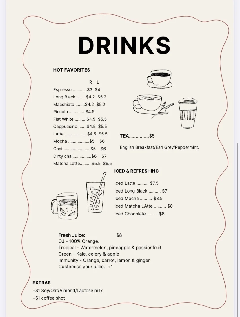 Menu, Orchid Cafe 38 Atchison St St.Leonards