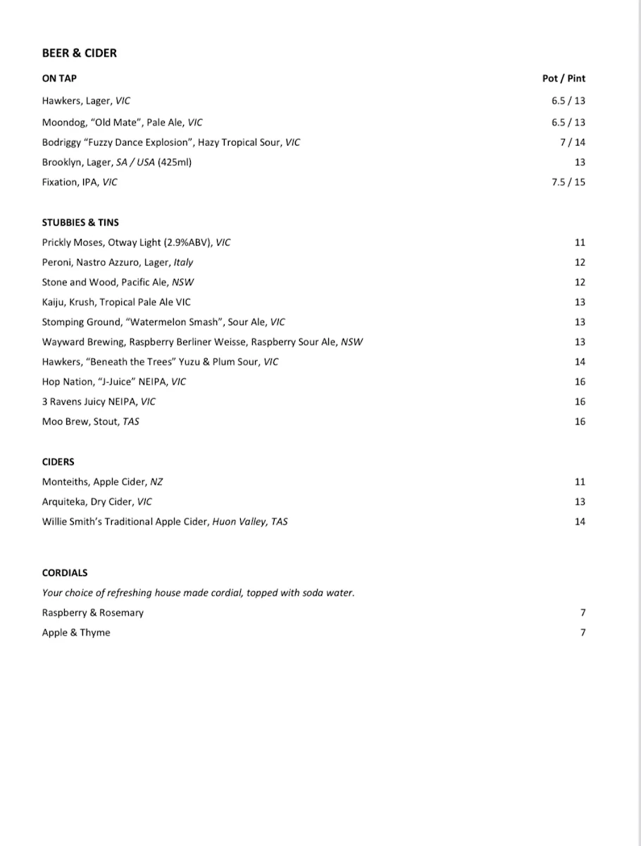 Menu, Panama Dining Room