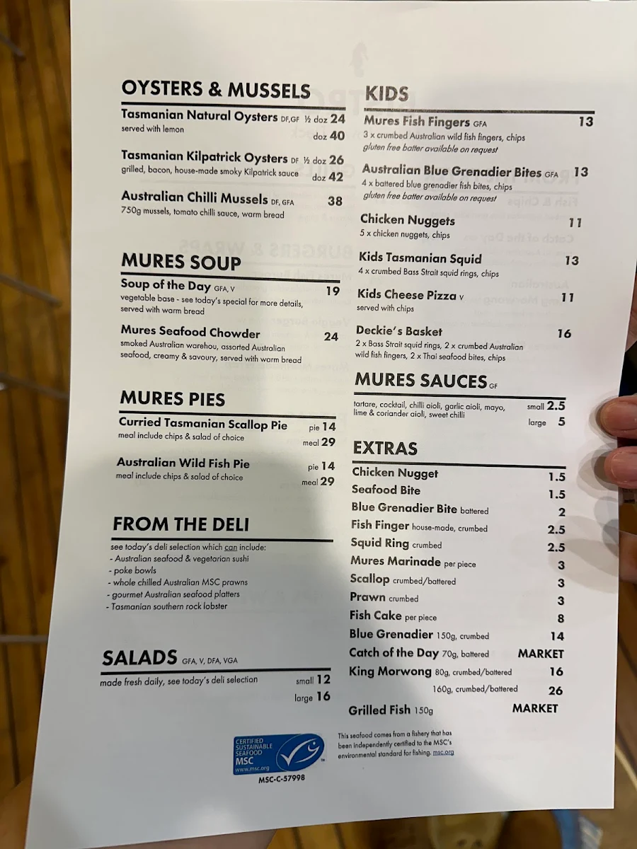 Menu, Mures Lower Deck