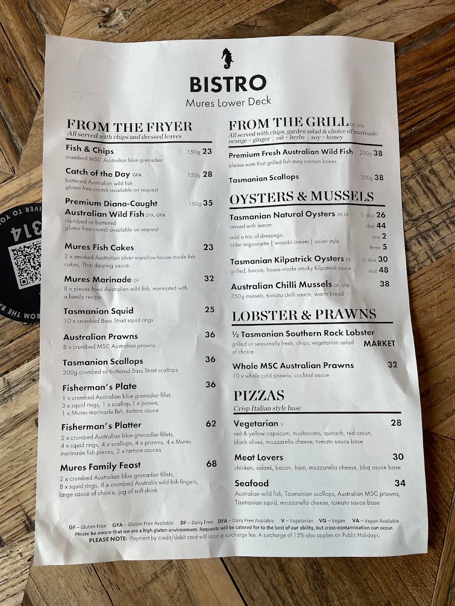 Menu, Mures Lower Deck