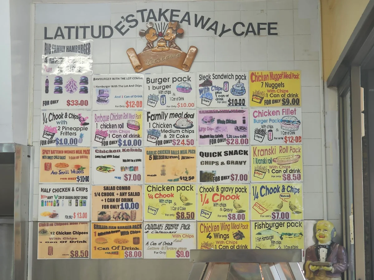 Menu, Latitudes Takeaway Cafe