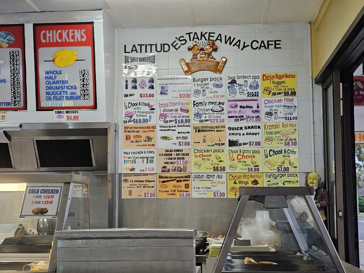 Menu, Latitudes Takeaway Cafe