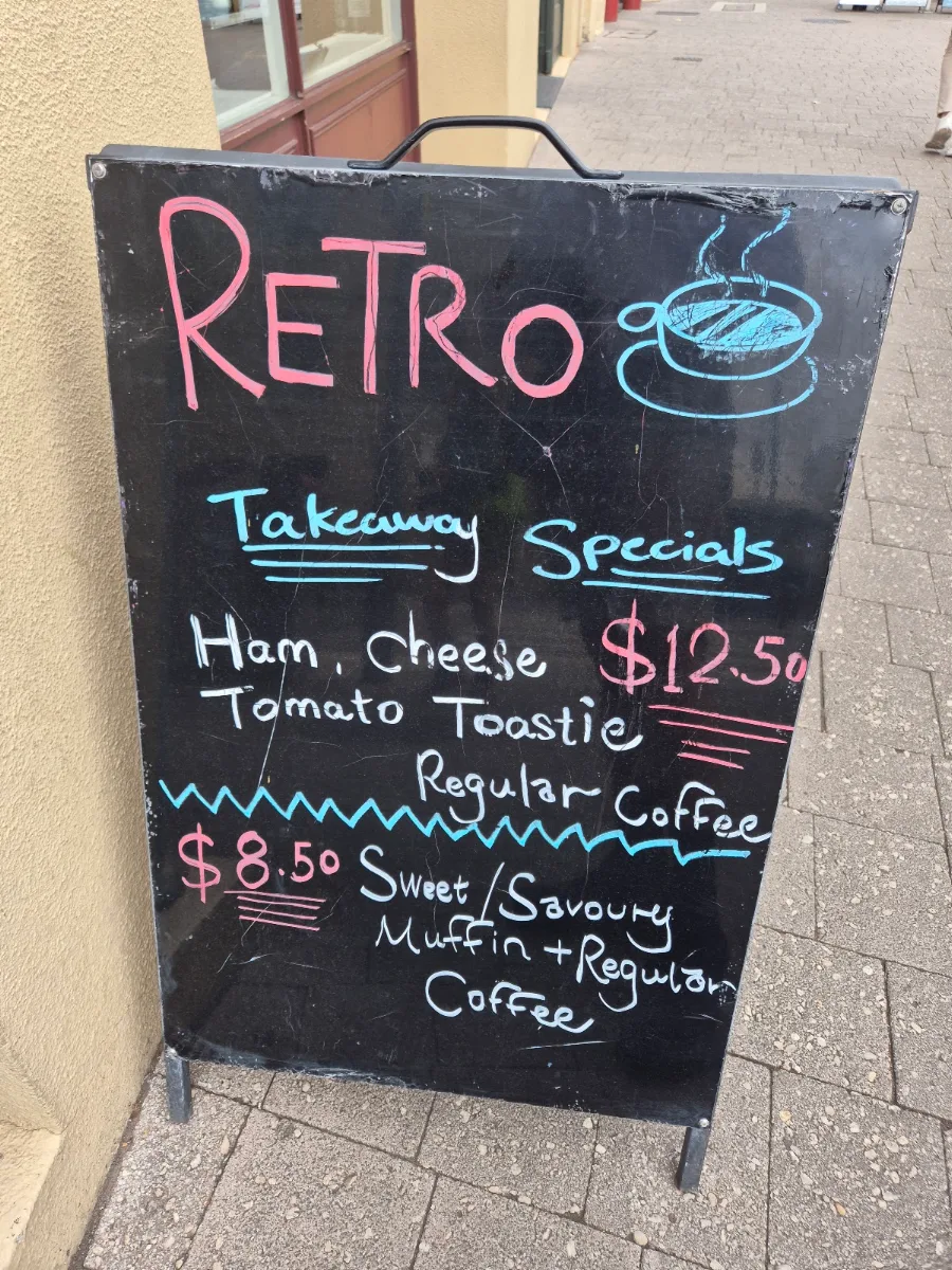 Menu, The Retro Cafe