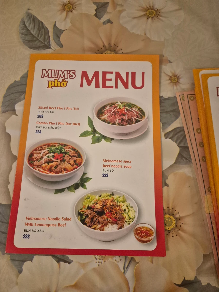 Menu, Mum's Pho Nundah
