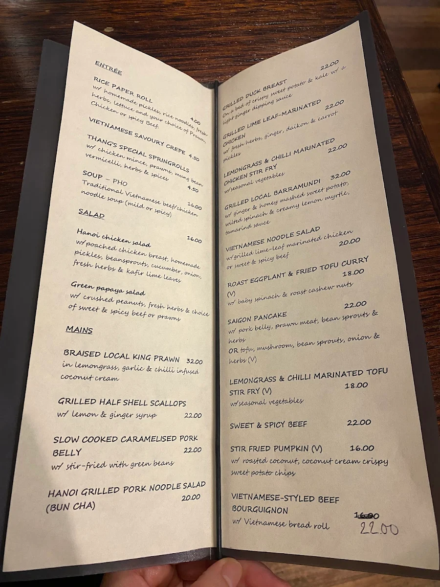 Menu, Mum's Pho Nundah