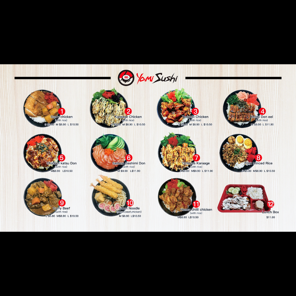 Menu, Sushi Chef K