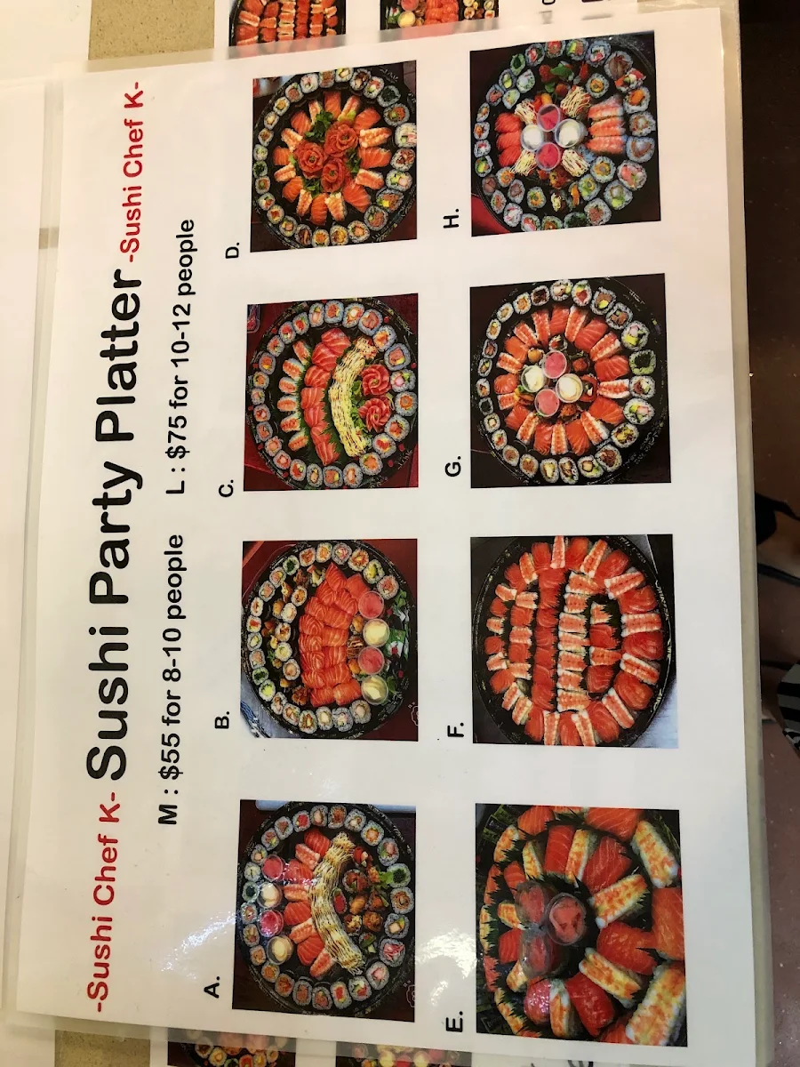 Menu, Sushi Chef K