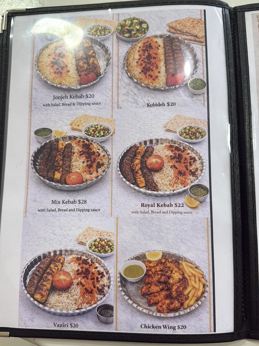 Menu, Charcoal Kebab