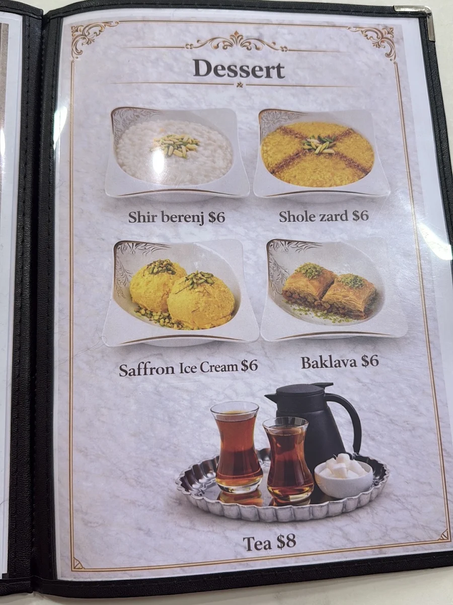 Menu, Charcoal Kebab