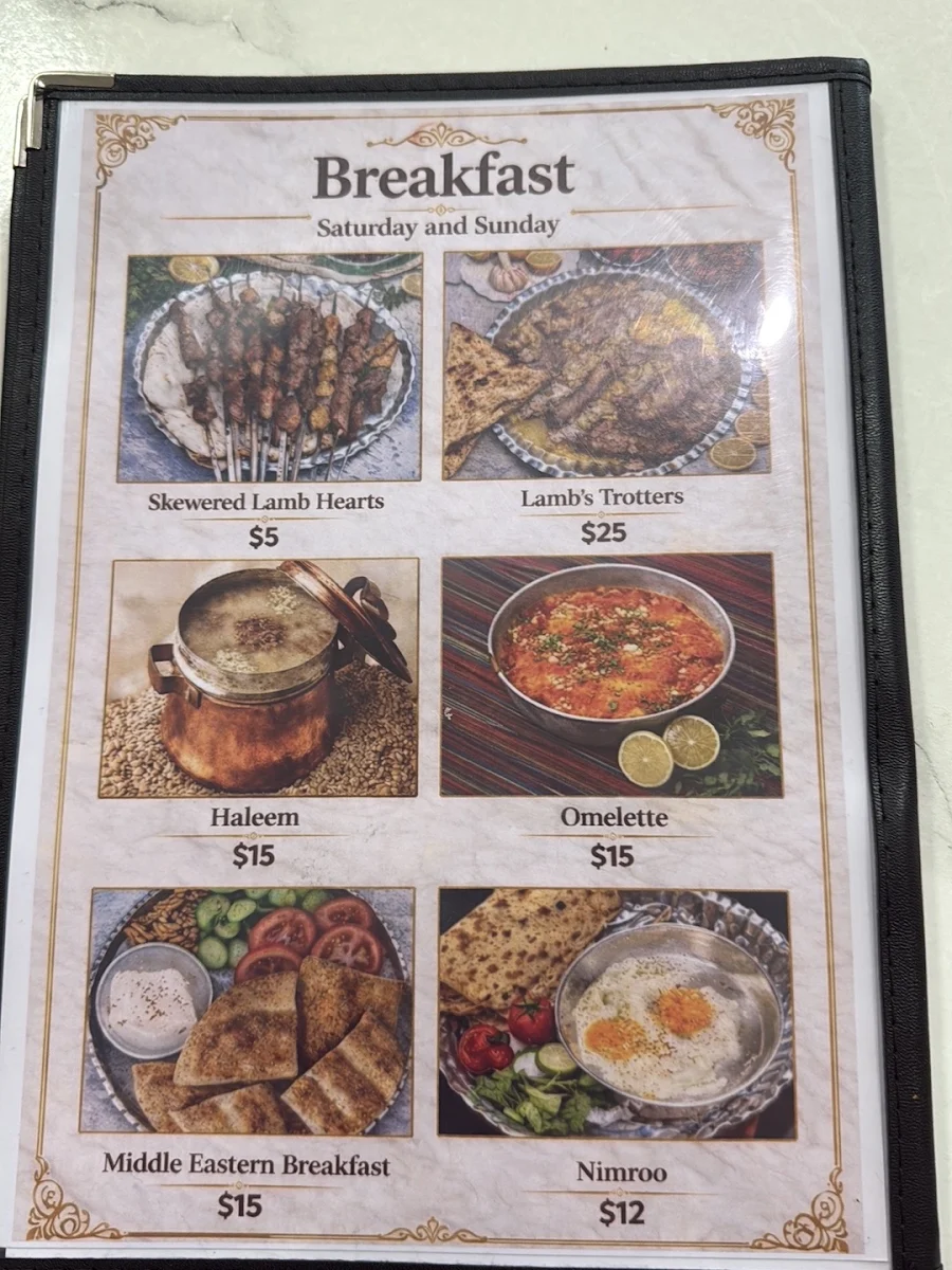 Menu, Charcoal Kebab