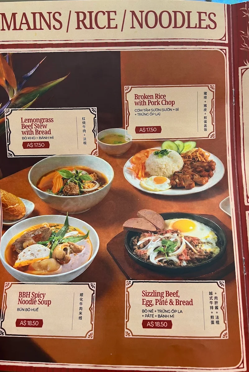 Menu, Pho GANH by TRAN MINH (PHO MINH PASTEUR)