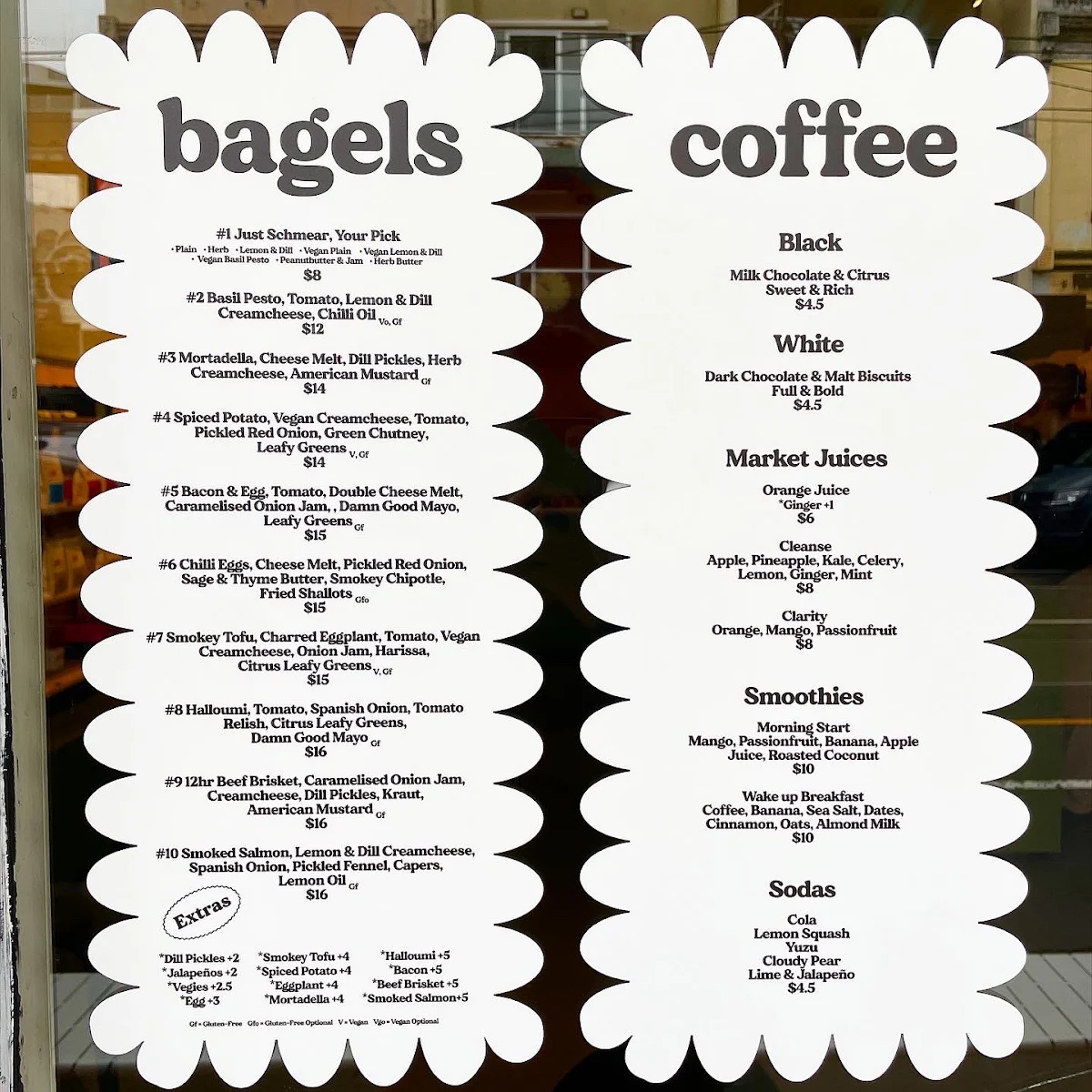 Menu, TAKE TWO BAGELS