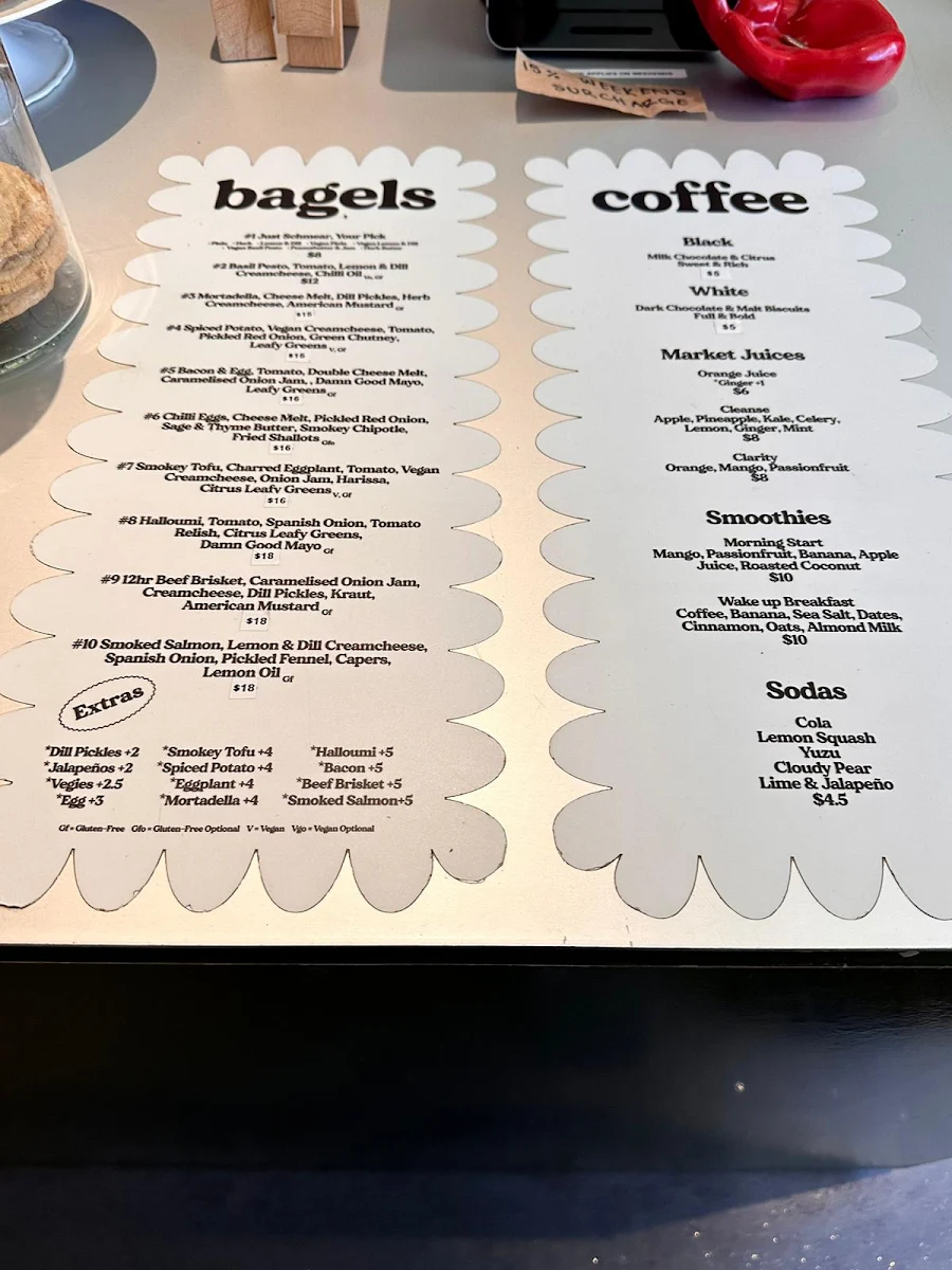 Menu, TAKE TWO BAGELS