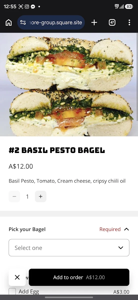 Menu, TAKE TWO BAGELS