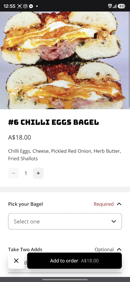 Menu, TAKE TWO BAGELS