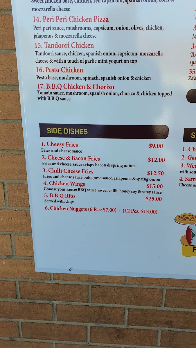 Menu, Family Style Pizza