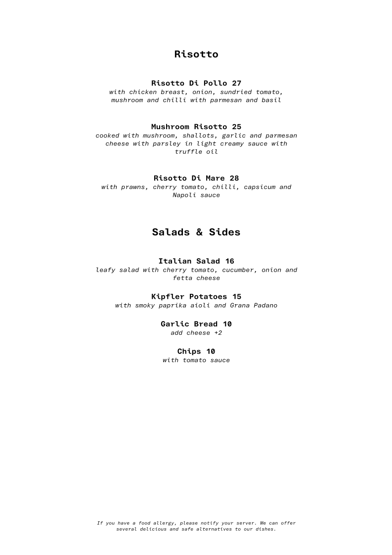 Menu, Mr Burton