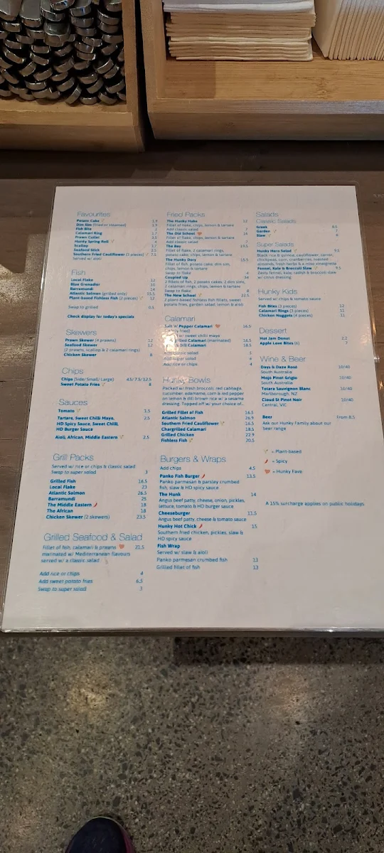 Menu, Hunky Dory Epping