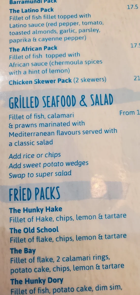 Menu, Hunky Dory Epping