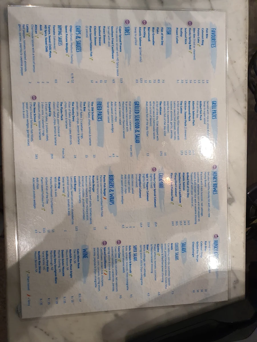 Menu, Hunky Dory Epping