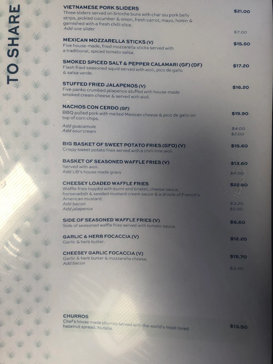 Menu, Longboard Bar & Grill