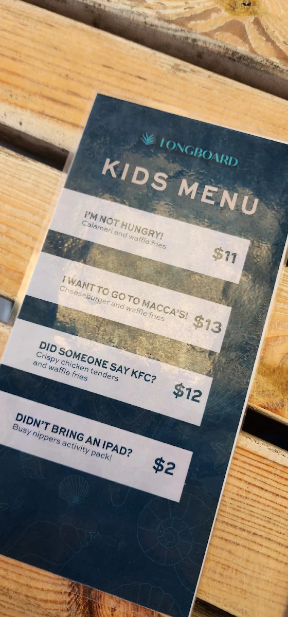 Menu, Longboard Bar & Grill