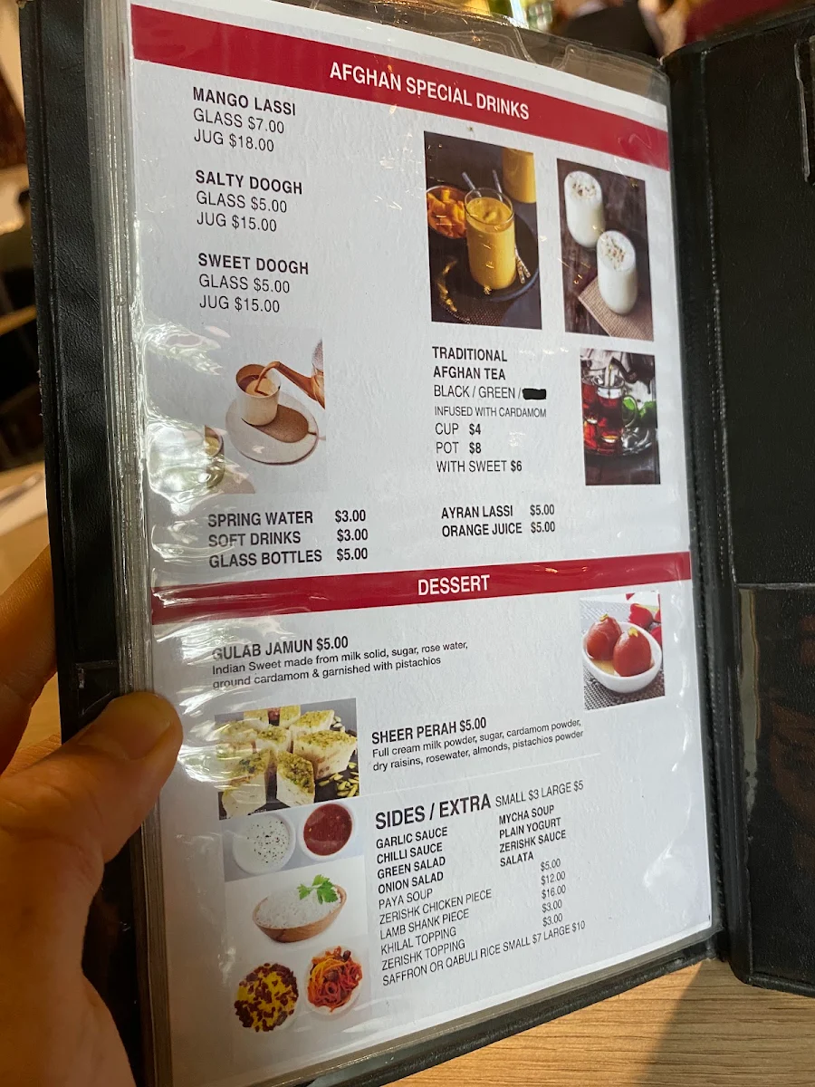 Menu, Afghan Kebab Carlton حلال