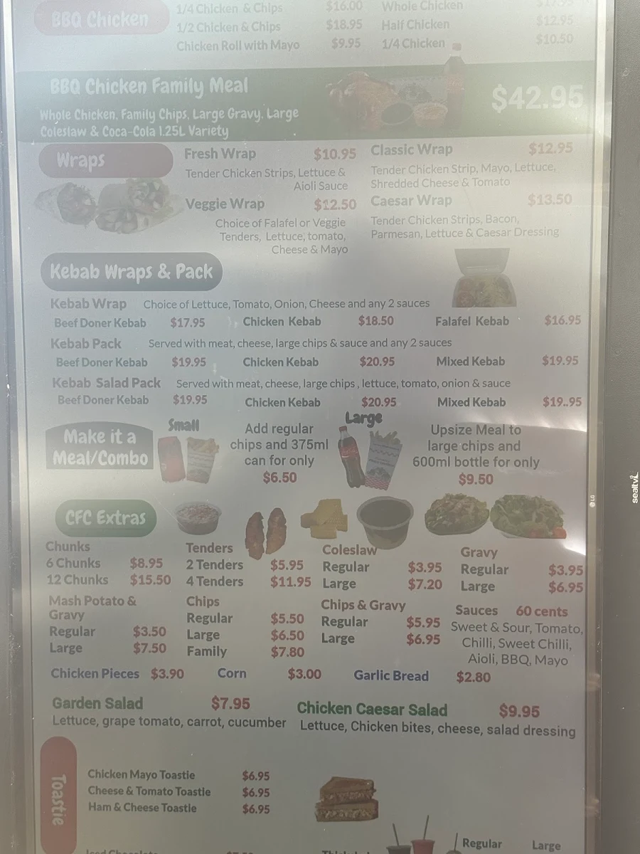Menu, Kickys Take Away