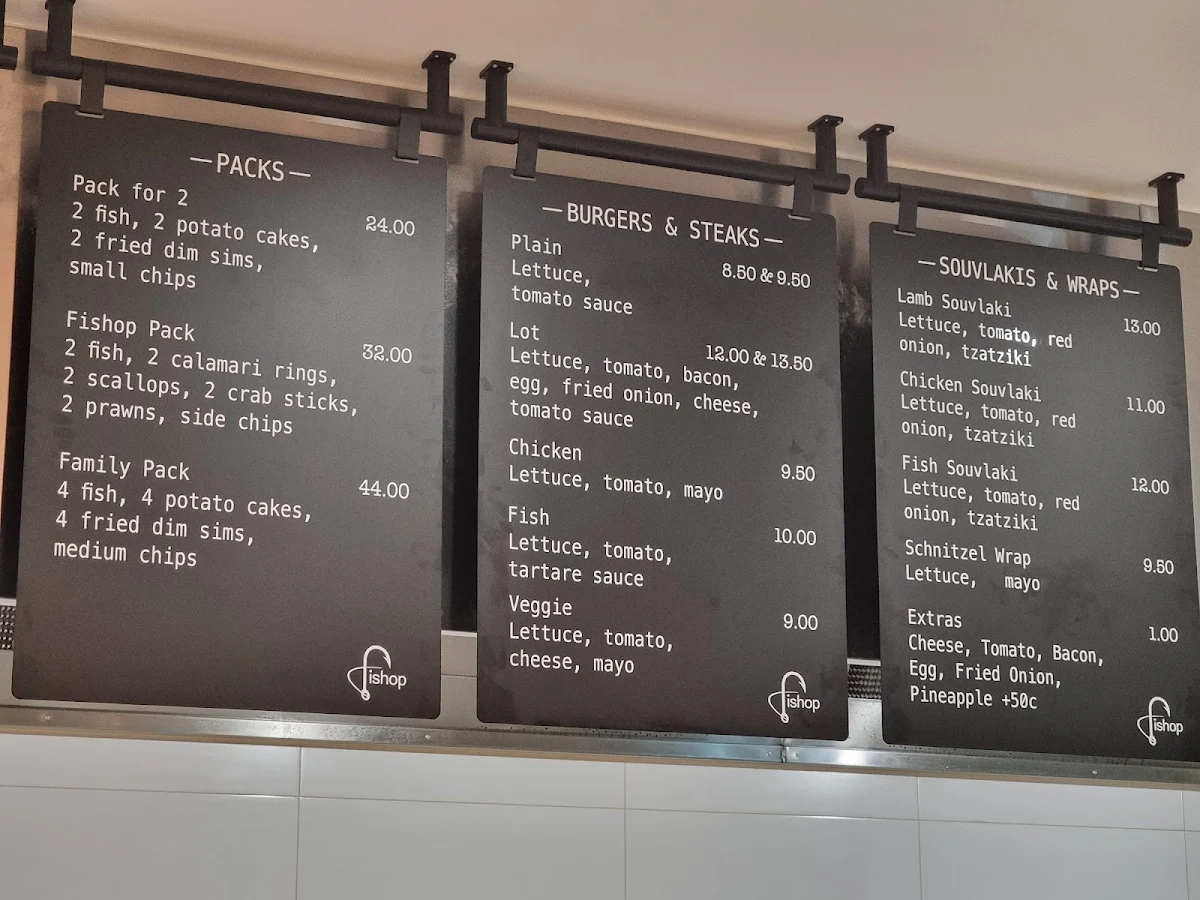 Menu, Fish Shop Mt Eliza