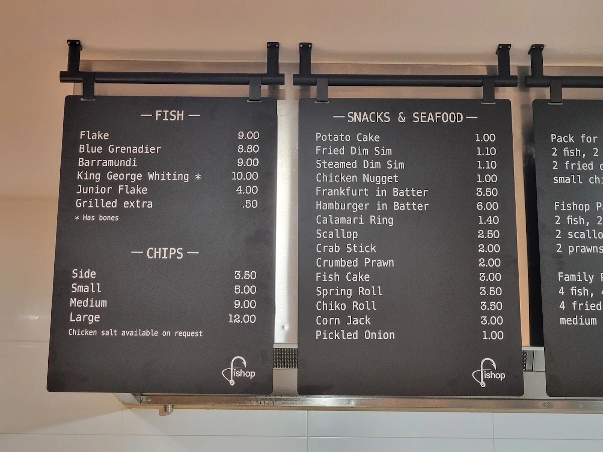 Menu, Fish Shop Mt Eliza