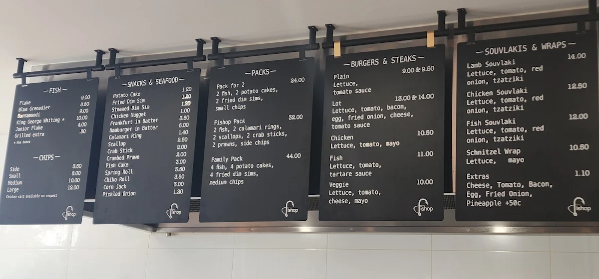 Menu, Fish Shop Mt Eliza
