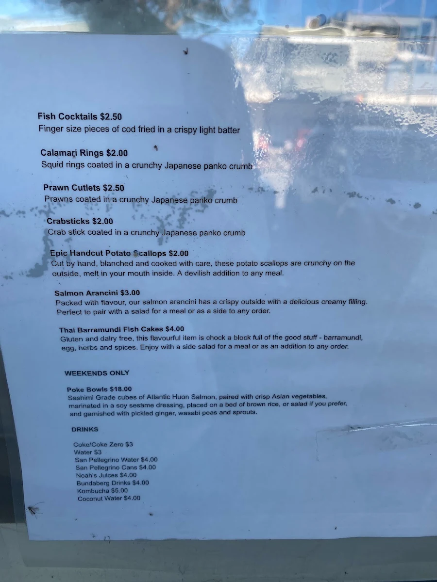Menu, Oceana Traders - Seafood Merchants