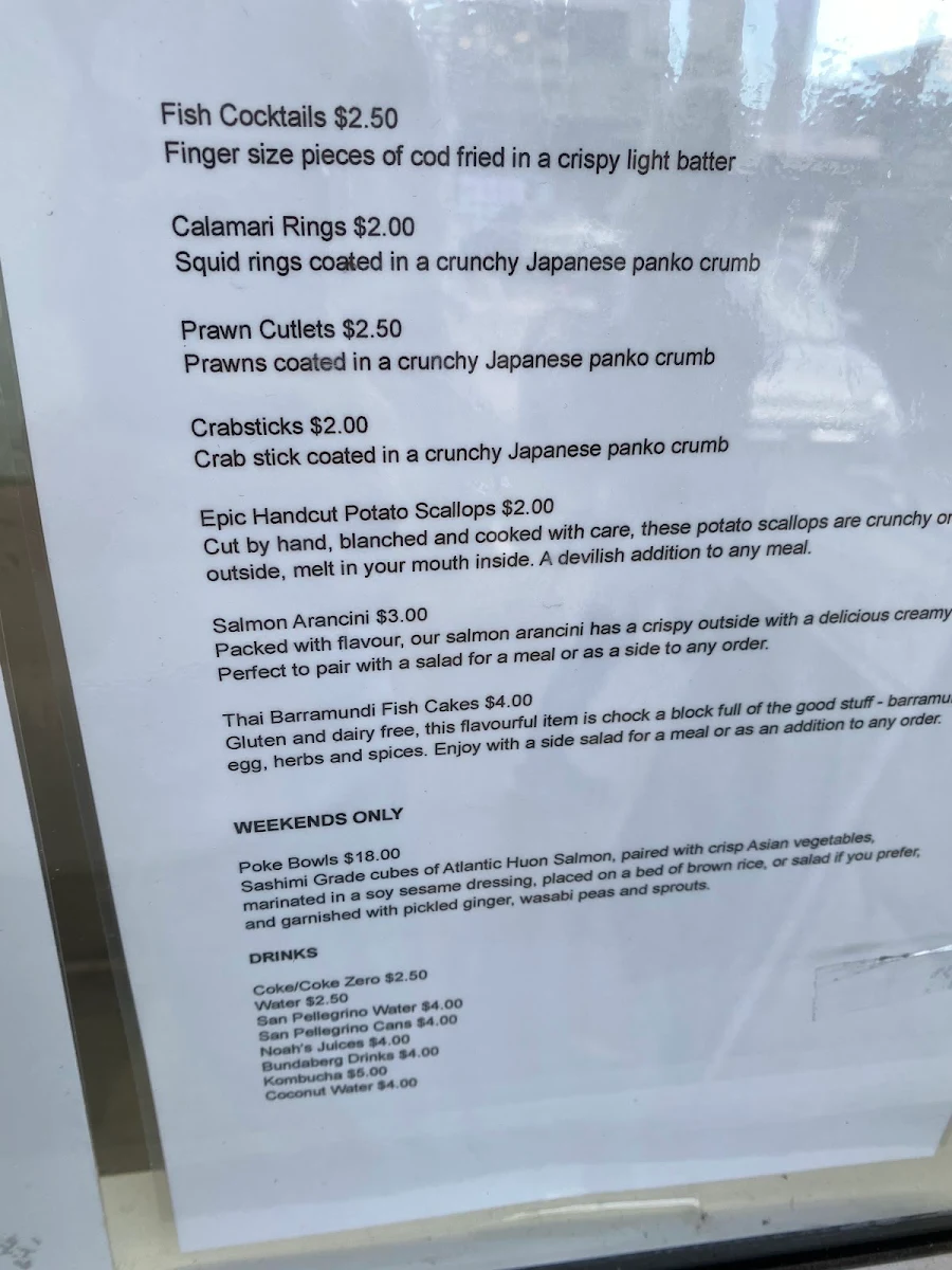 Menu, Oceana Traders - Seafood Merchants