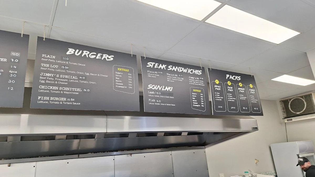 Menu, Jim's Fish Shop