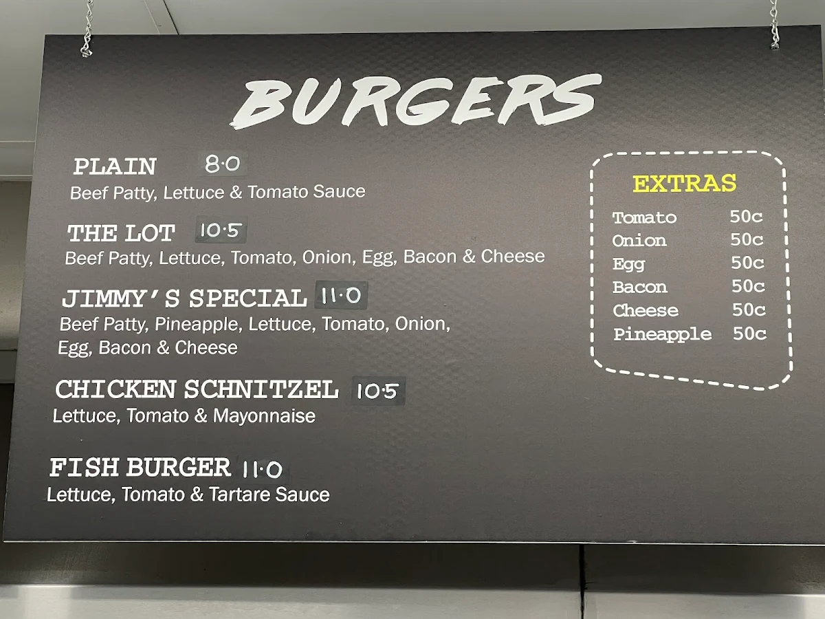 Menu, Jim's Fish Shop