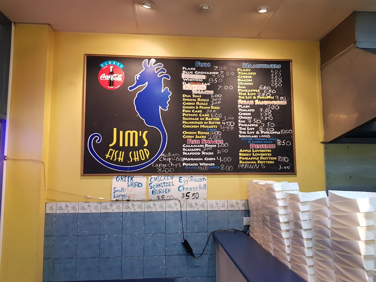 Menu, Jim's Fish Shop