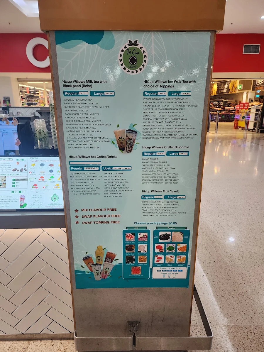 Menu, Hi Cup Bubble Tea