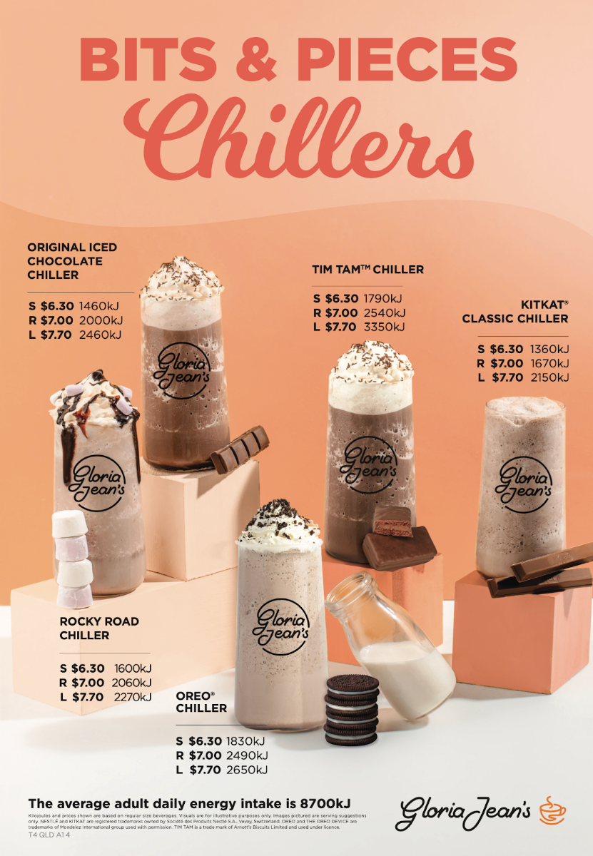 Menu, Gloria Jean's Coffees Alice Springs