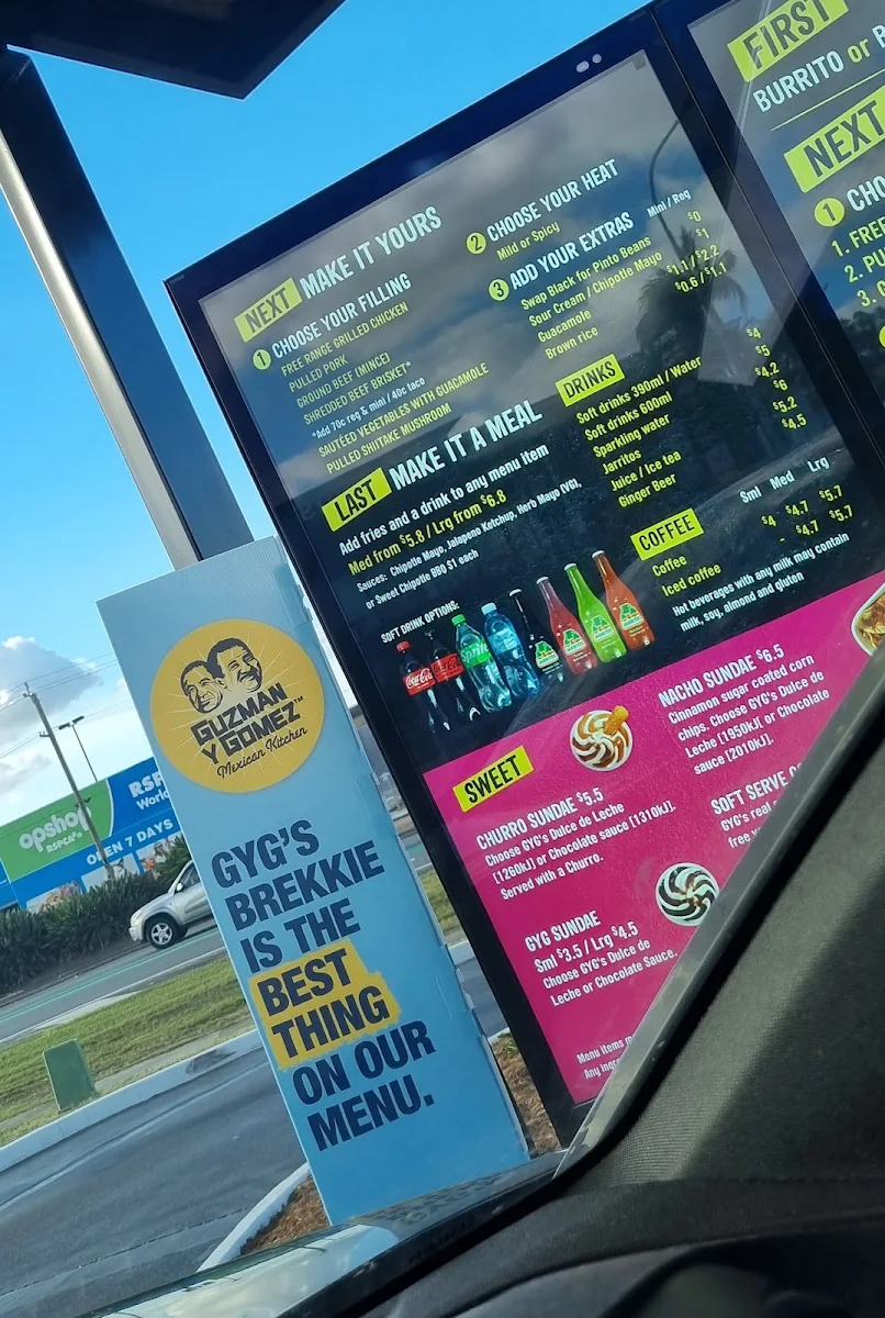 Menu, Guzman y Gomez - Underwood