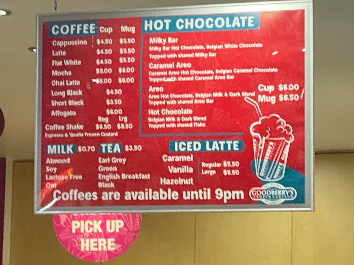 Menu, Goodberry's