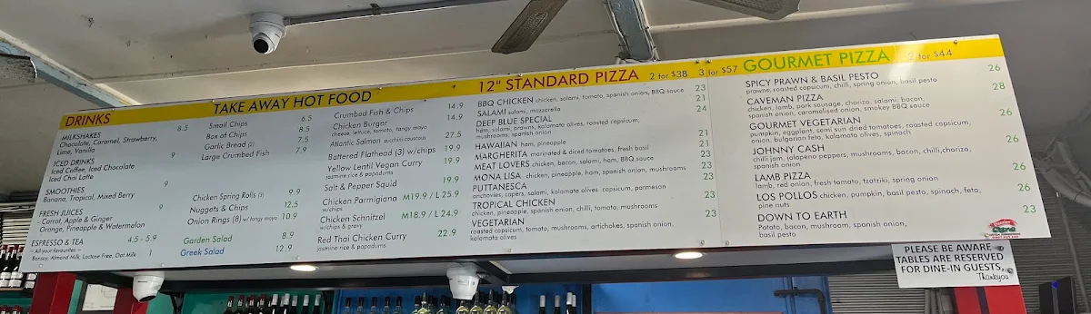 Menu, Deep Blue Cafe