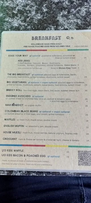Menu, Deep Blue Cafe