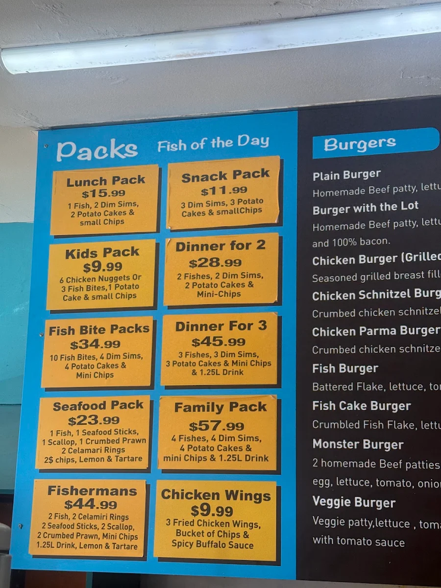 Menu, Bladin Street Fish & Chips & Burgers ( GLUTEN FREE fish n chips)
