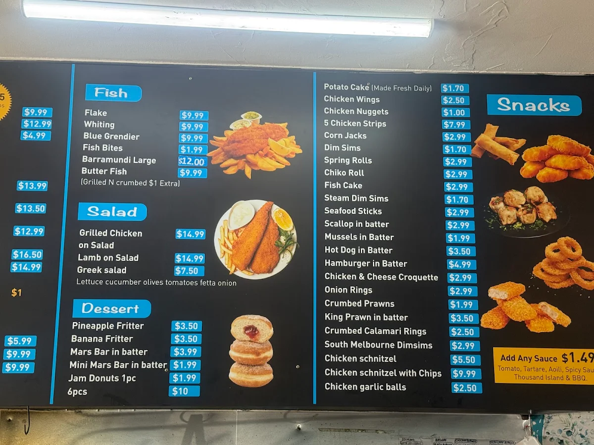 Menu, Bladin Street Fish & Chips & Burgers ( GLUTEN FREE fish n chips)
