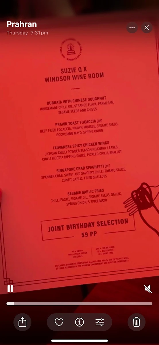 Menu, Suzie Q