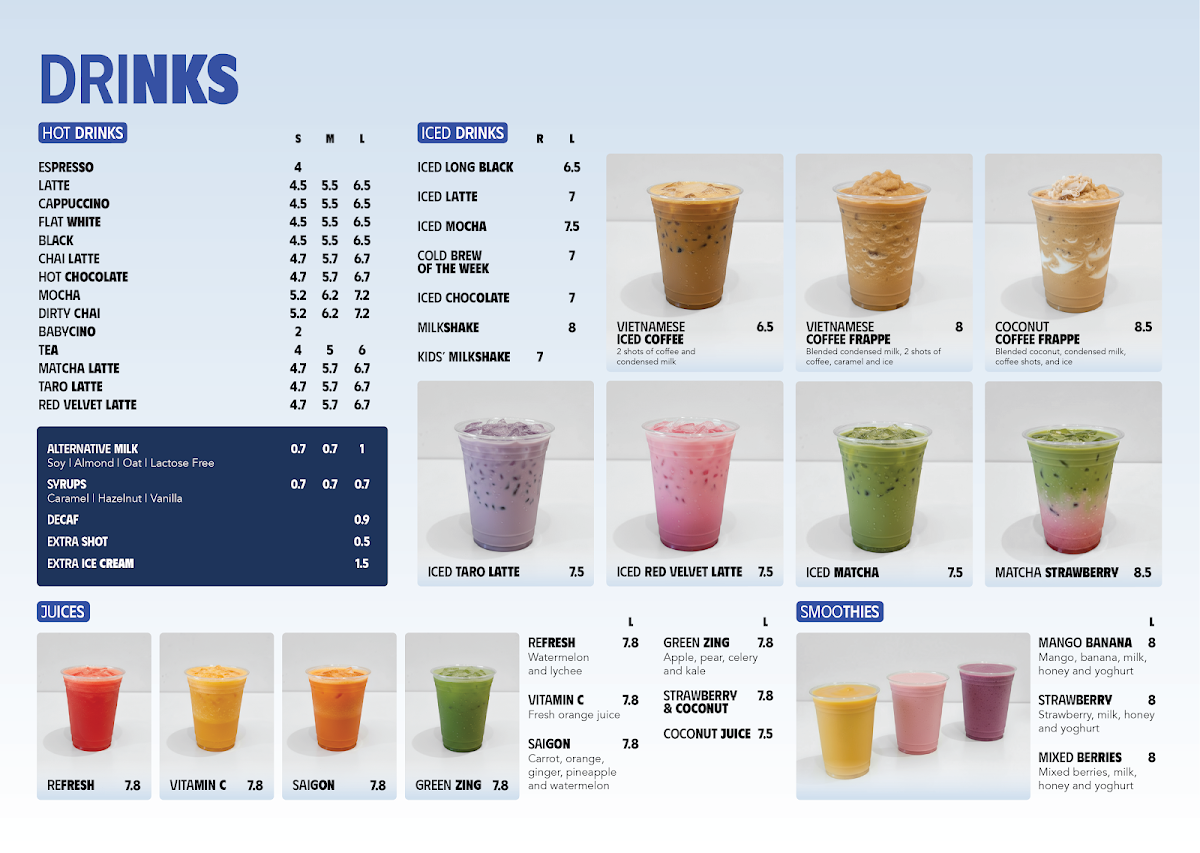 Menu, Saigon Rush - Pho & Coffee