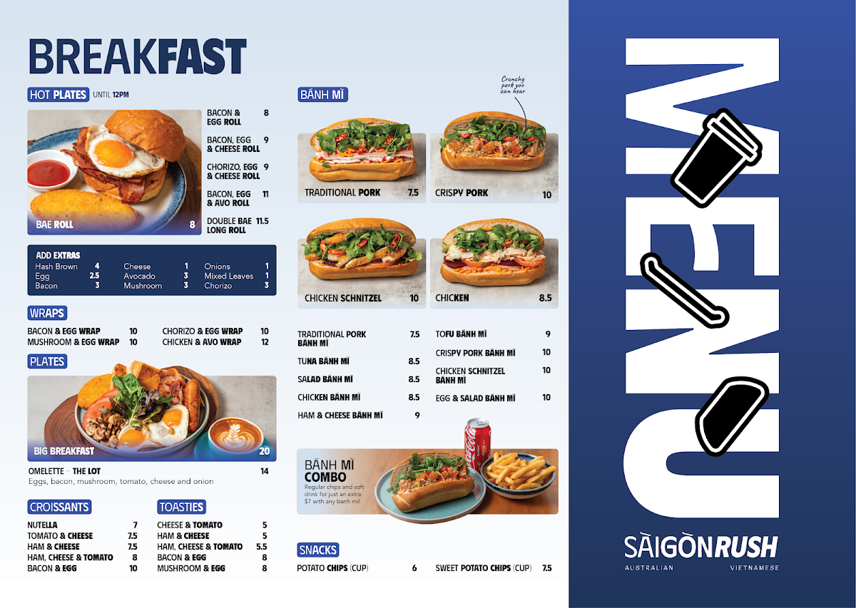 Menu, Saigon Rush - Pho & Coffee